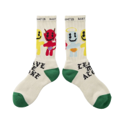 Saint Mxxxxxx x Cactus Plant Flea Market Leave Me Alone Socks Ecru - 24AW