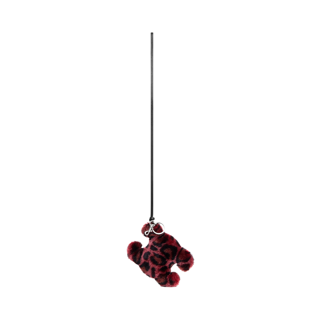 49J483GE6-27ED Celine Triomphe Pom-Pom Keyring in Shearling and Calfskin Red