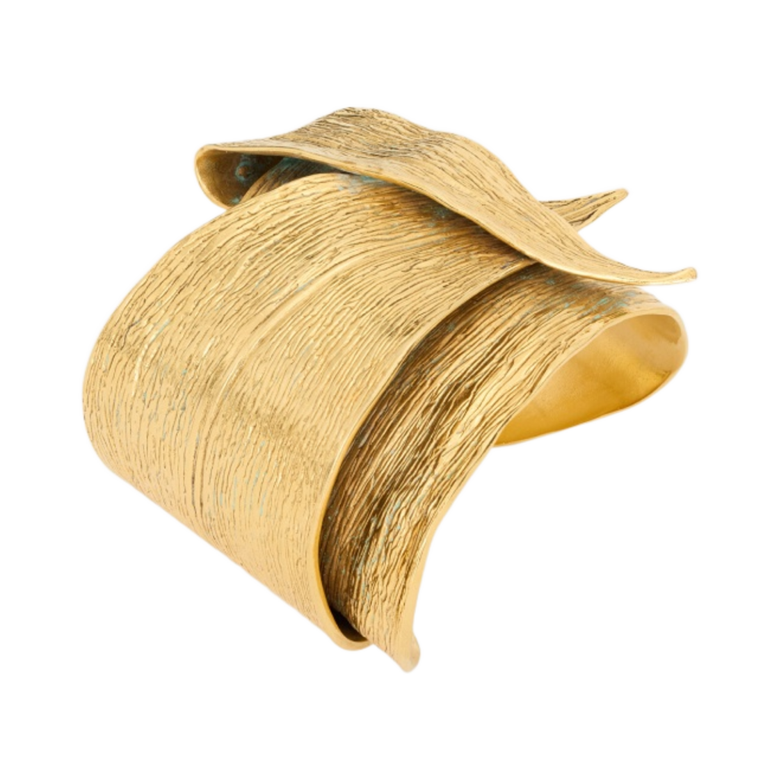 (W) 생로랑 리프 커프 메탈 라이트 사틴 골드((W) Saint Laurent Leaf Cuff in Metal Light Satin Gold) - 1