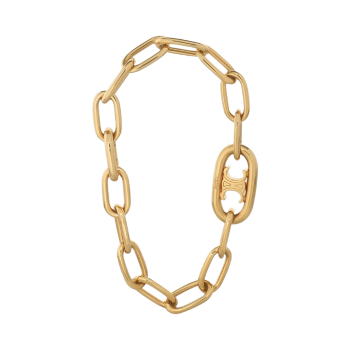 (W) 셀린느 브래스 골드 피니쉬 트리옹프 링크 브레이슬릿 골드((W) Celine Triomphe Link Bracelet in Brass with Gold Finish Gold) - 1