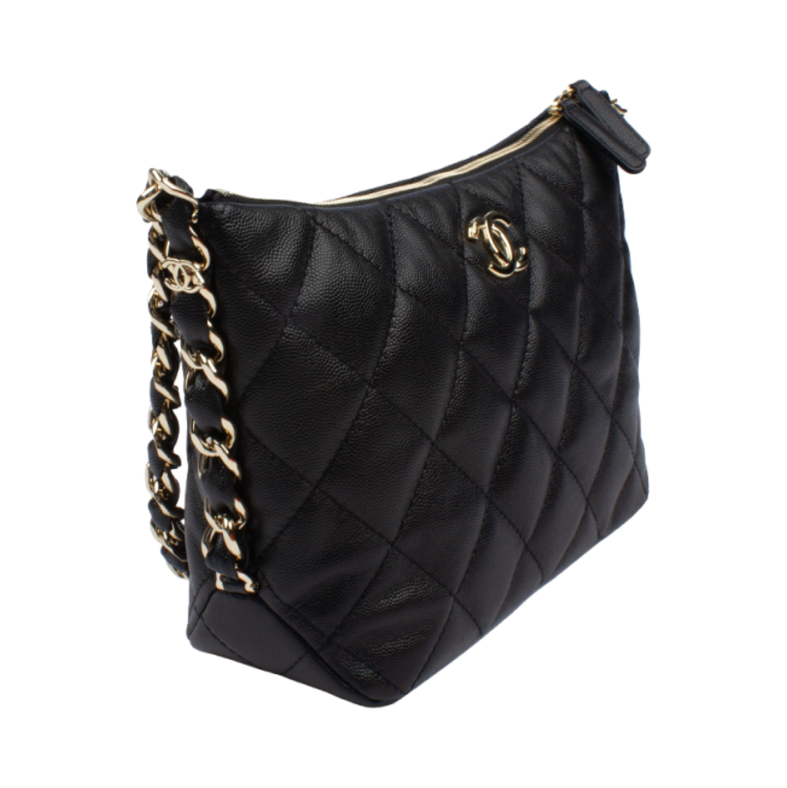 샤넬 호보 핸드백 그레인드 샤이니 카프스킨 & 골드 메탈 블랙(Chanel Hobo Handbag Grained Shiny Calfskin & Gold Black) - 2