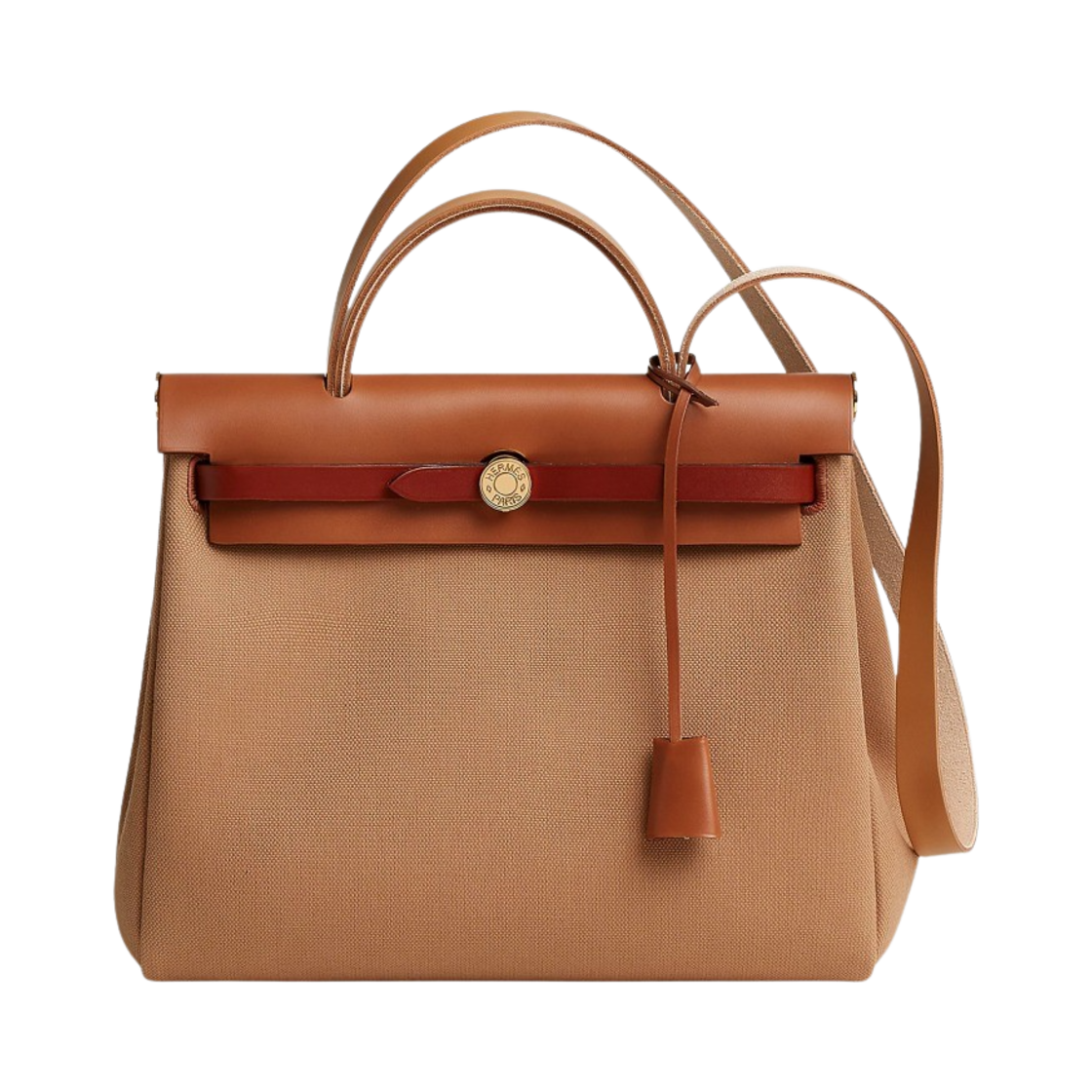 H082803CCAI Hermes Herbag Zip 31 Bag Retourne Canvas & Gold Chai Natu Sable Fauve Cuivre