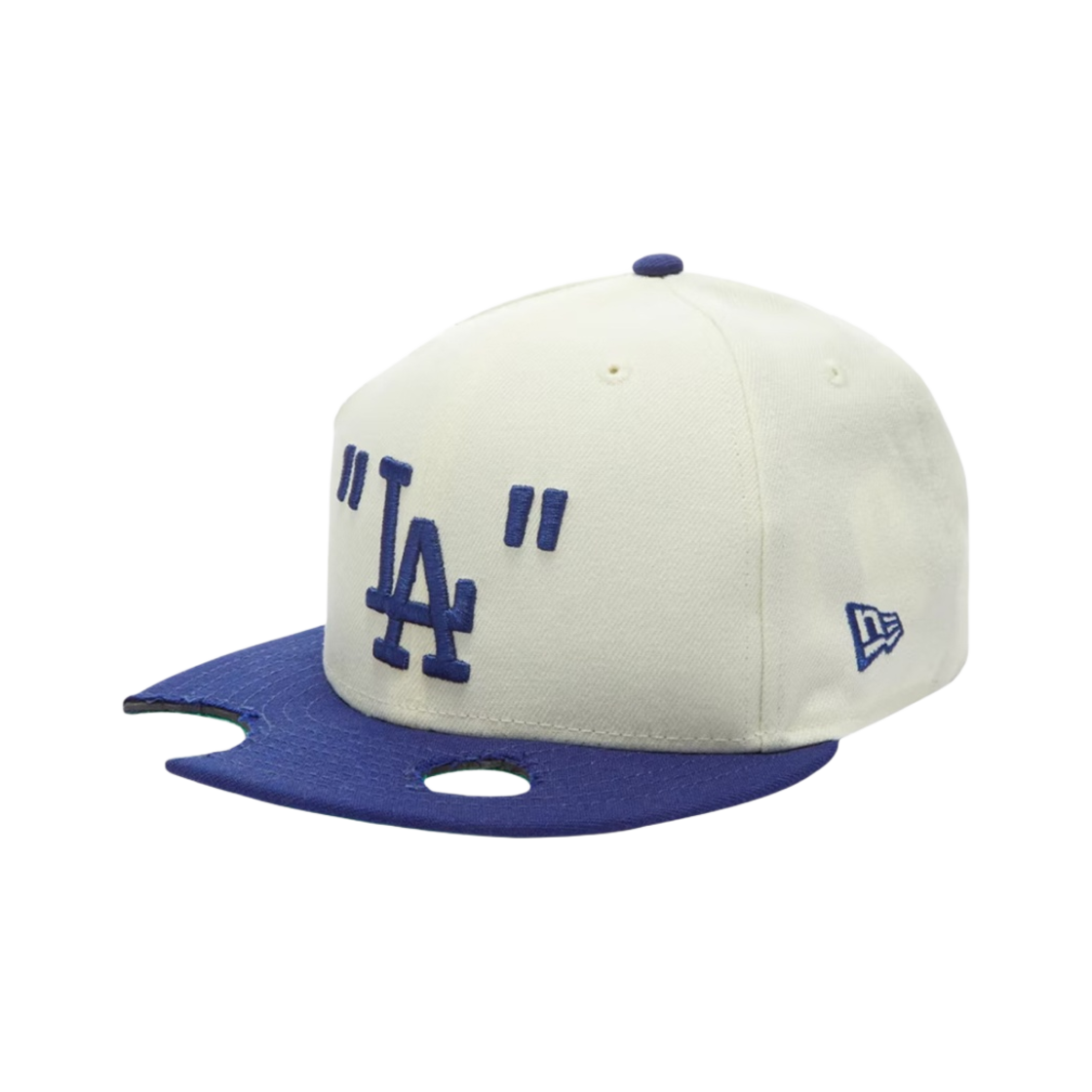 OMLB038G21FAB0056145 Off-White x New Era LA Dodgers Fitted Cap Cream Blue