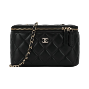 Chanel Small Classic Vanity with Chain Lambskin & Gold Black