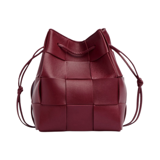 Bottega Veneta Small Cassette Crossbody Bucket Bordeaux