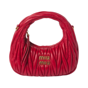 Miu Miu Wander Matelasse Nappa Leather Hobo Mini Bag Red