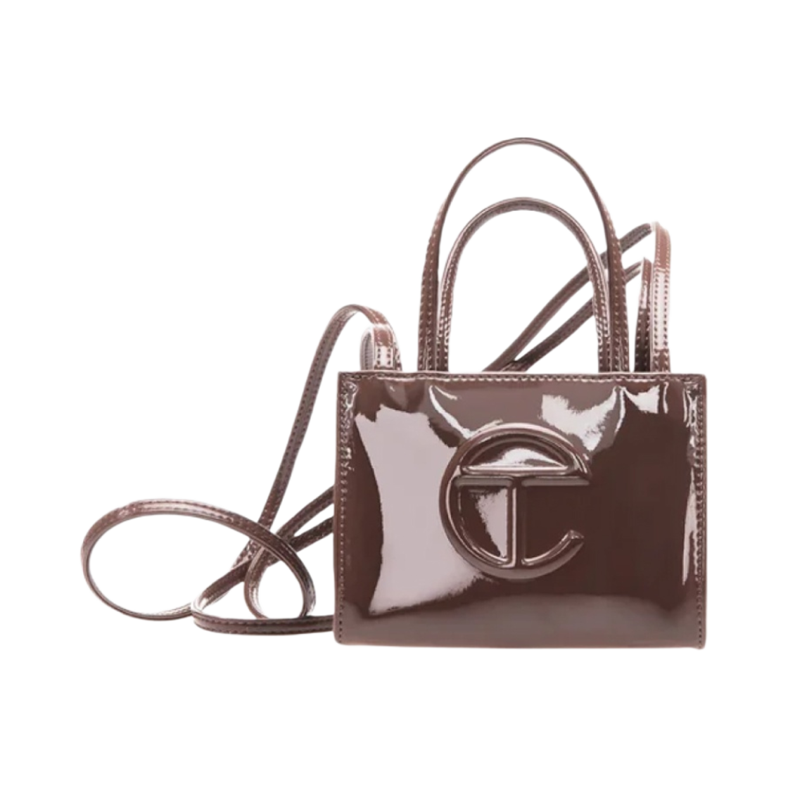 - Telfar Small Patent Shopping Bag Chocolate