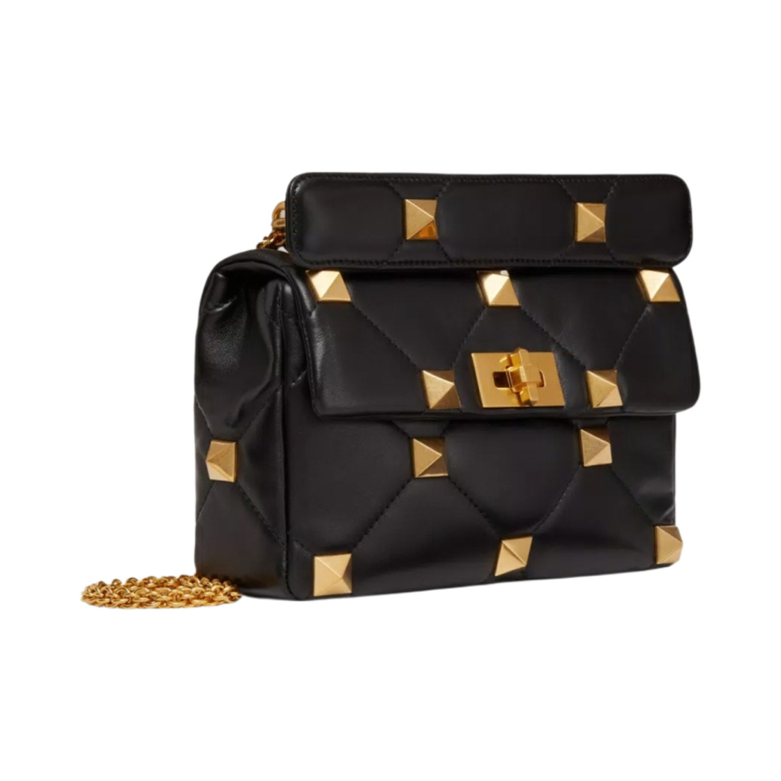 발렌티노 미디움 로만 나파 스터드 더 체인 숄더백 블랙(Valentino Medium Roman Nappa Stud The Shoulder Bag with Chain Black) - 2