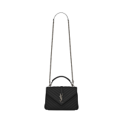 Saint Laurent Silver Monogram College Medium Chain Bag in Matelasse Leather Black