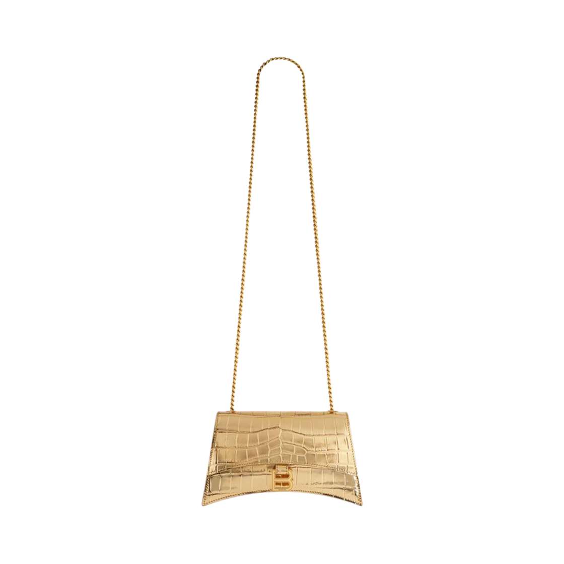 발렌시아가 크러쉬 XS 체인백 메탈라이즈드 크로커다일 엠보스 골드(Balenciaga Crush XS Chain Bag Metallized Crocodile Embossed Gold) - 1