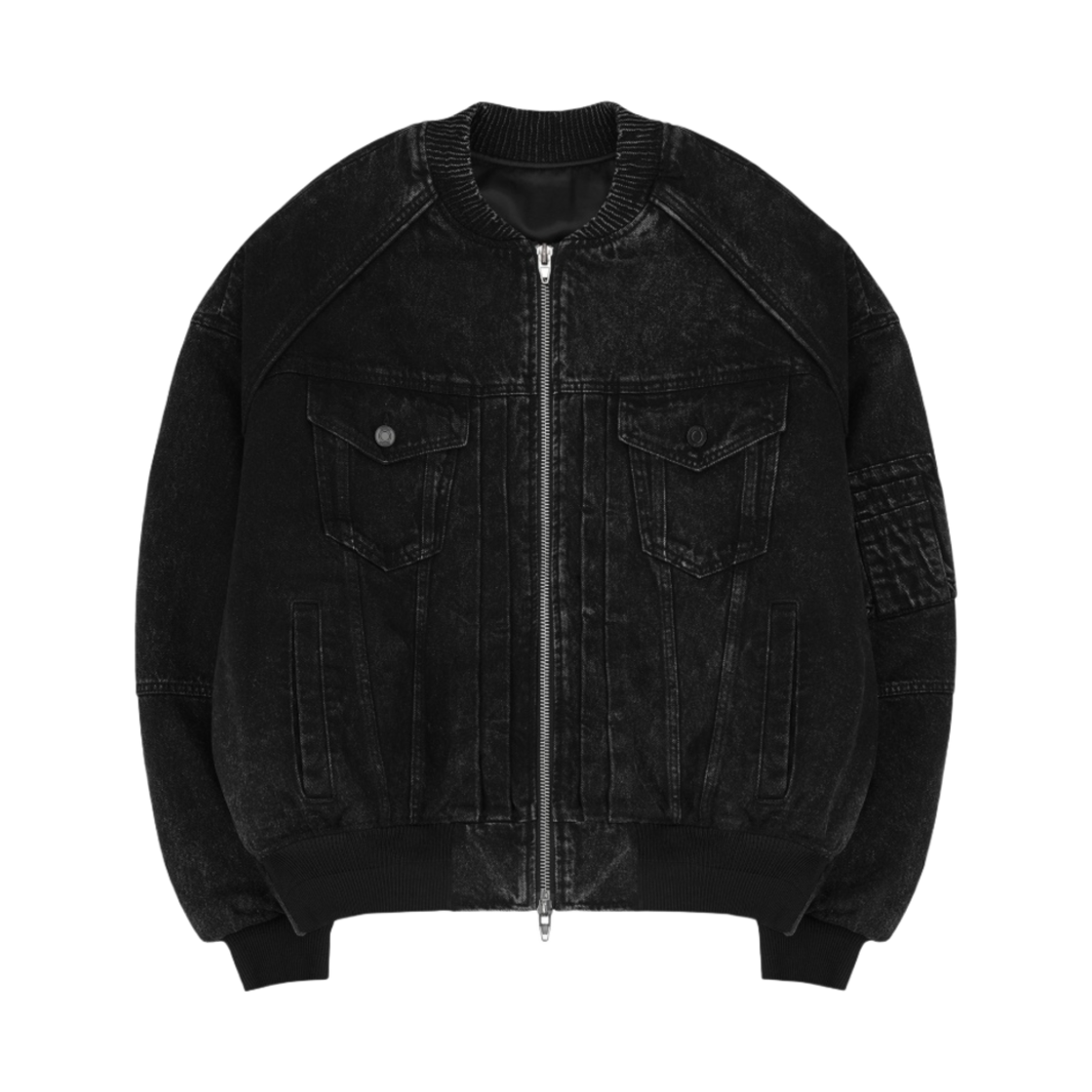 준지 데님 트러커 디자인 MA-1 점퍼 블랙 - 23FW(Juun.J Denim Trucker Designed MA-1 Jumper Black - 23FW)