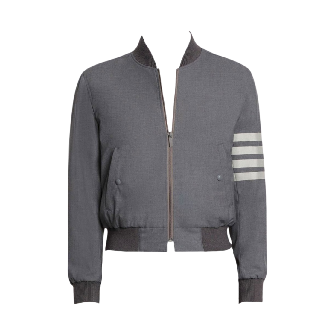 톰브라운 플레인 위브 수팅 사선 니트 블루종 자켓 미디움 그레이(Thom Browne Plain Weave Suiting 4-Bar Knit Blouson Jacket Medium Grey)