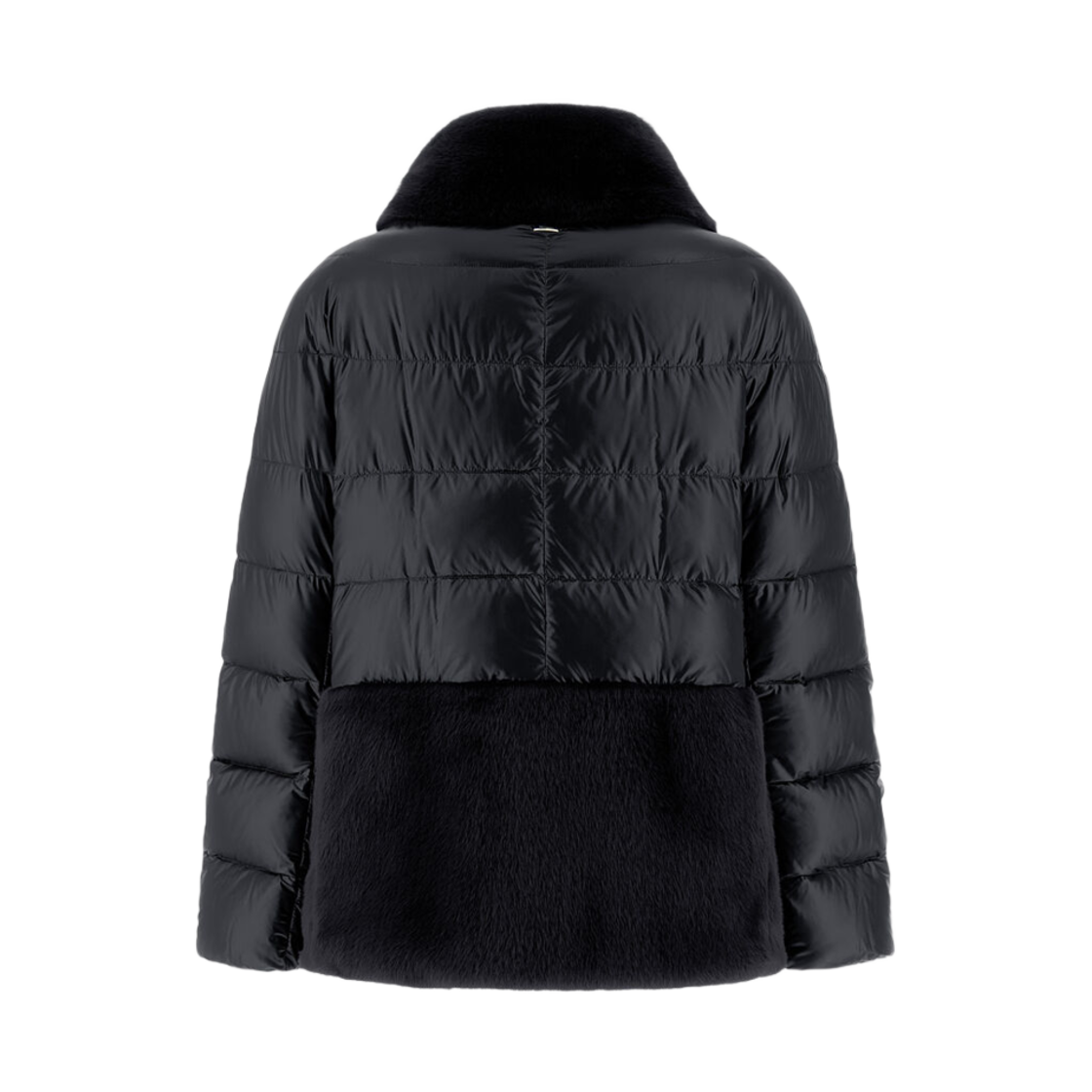PI001933D-12017Z-9300 (W) Herno Cape In Nylon Ultralight New Lady Faux Fur Black
