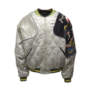 Kapital Rayon Satin Quilting Sham Bomber Jacket Black