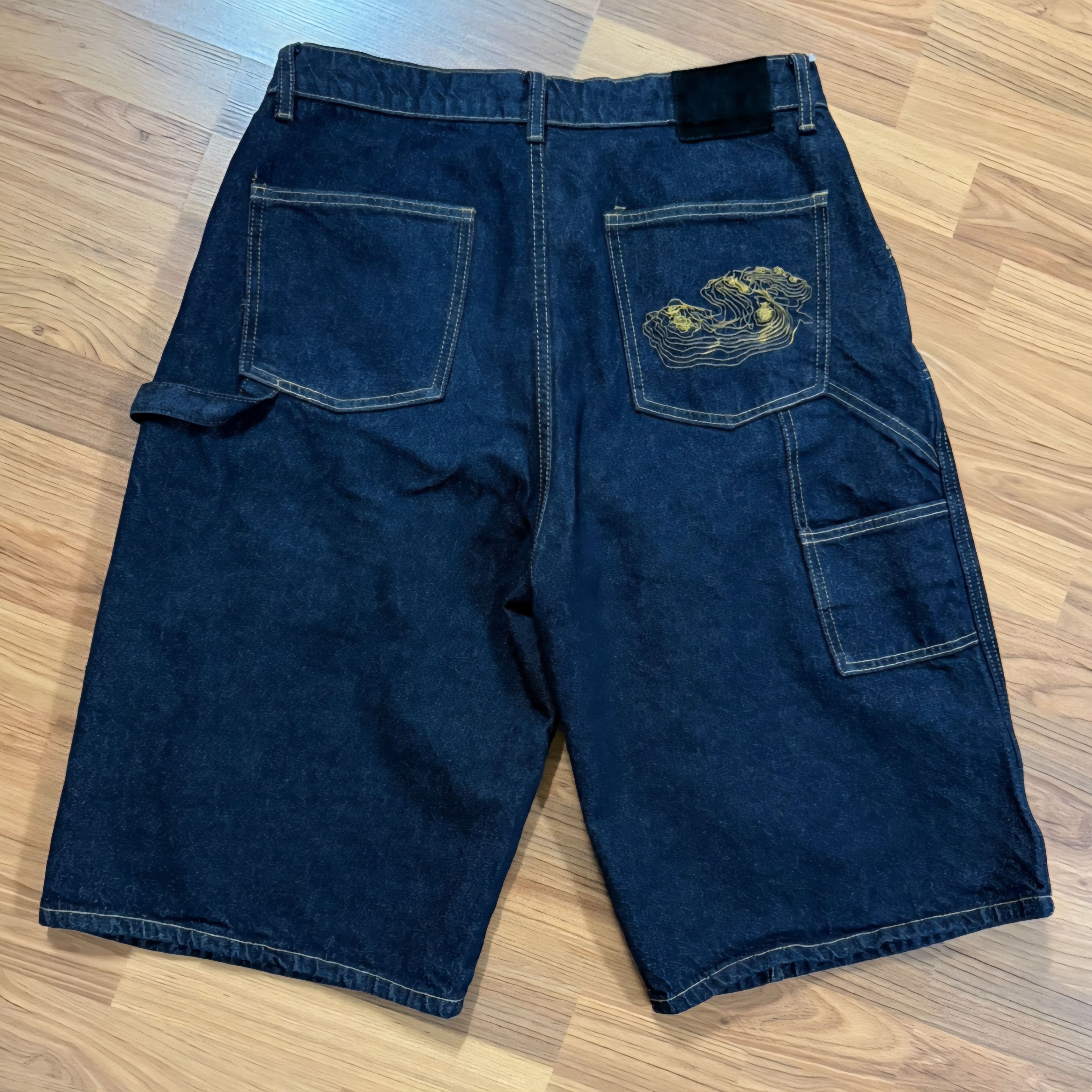 Suade Contour Double Knee Shorts Raw Indigo 착용 스타일 - 2
