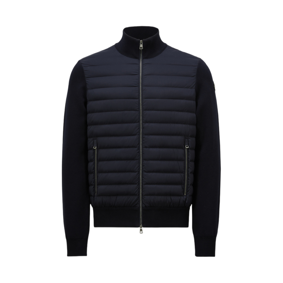 몽클레르 패딩 크레이프 코튼 집업 가디건 네이비 블루 - 25SS(Moncler Padded Crepe Cotton Zip Up Cardigan Navy Blue - 25SS) - 1