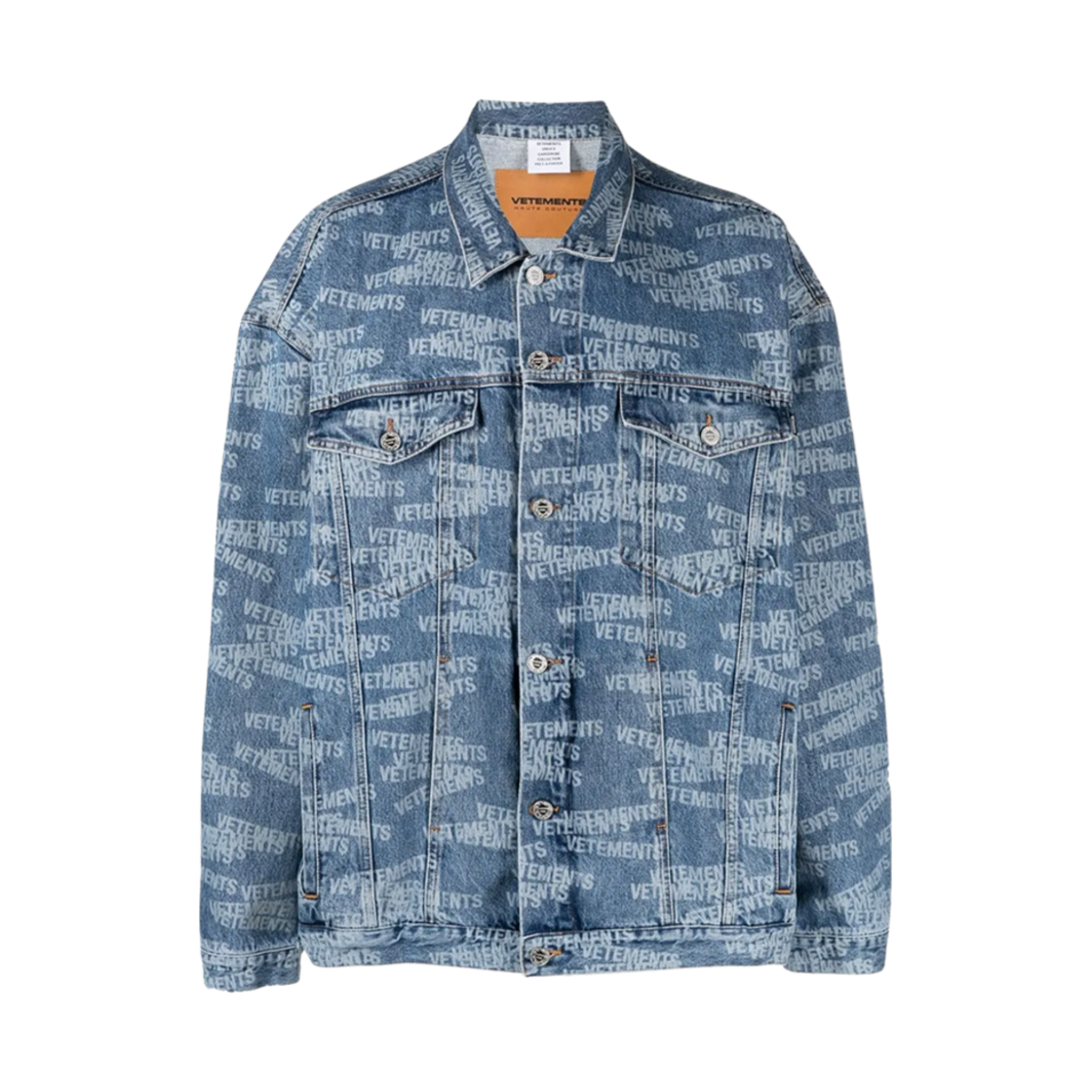 베트멍 로고 프린트 데님 자켓 라이트 블루(Vetements Logo Print Denim Jacket Light Blue)