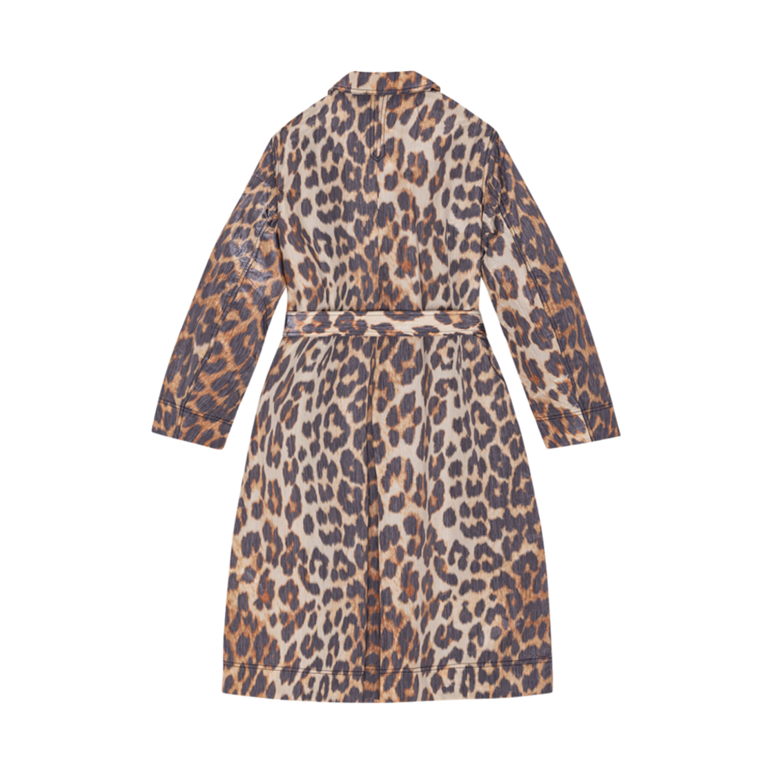 (W) 가니 크리스피 쉘 벨트 코트 빅 레오파드 아몬드 밀크((W) Ganni Crispy Shell Belt Coat Big Leopard Almond Milk) - 2
