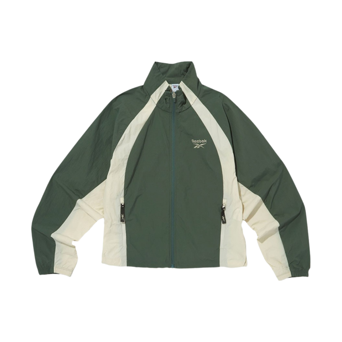 (W) 리복 벡터 엘립스 크롭 윈드브레이커 그린 베이지((W) Reebok Vector Ellipse Crop Windbreaker Green Beige)