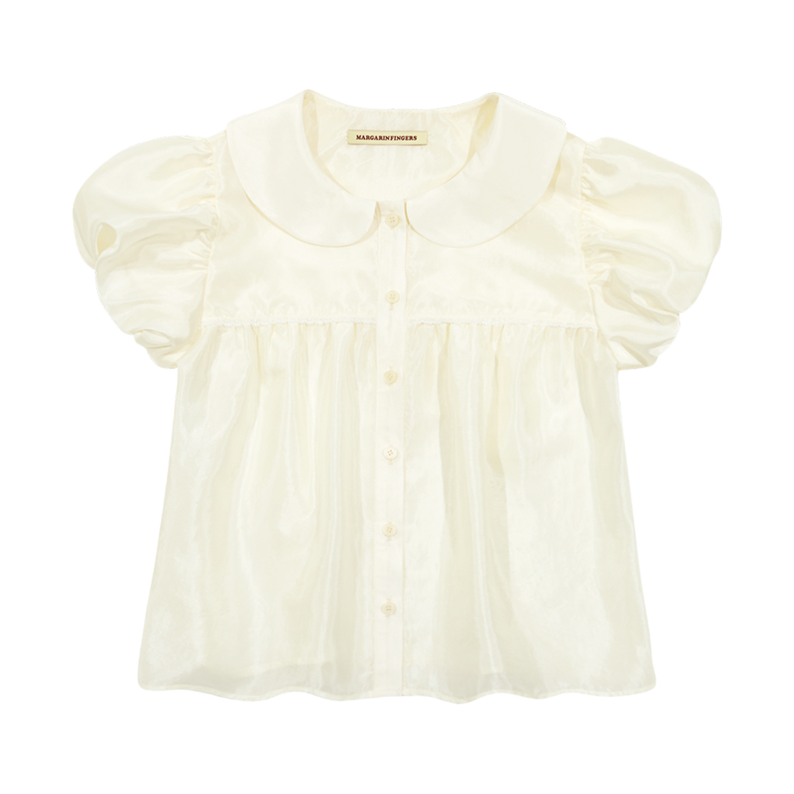 MF2514BL003CLYFR Margarin Fingers Sheer Puff Blouse Light Yellow