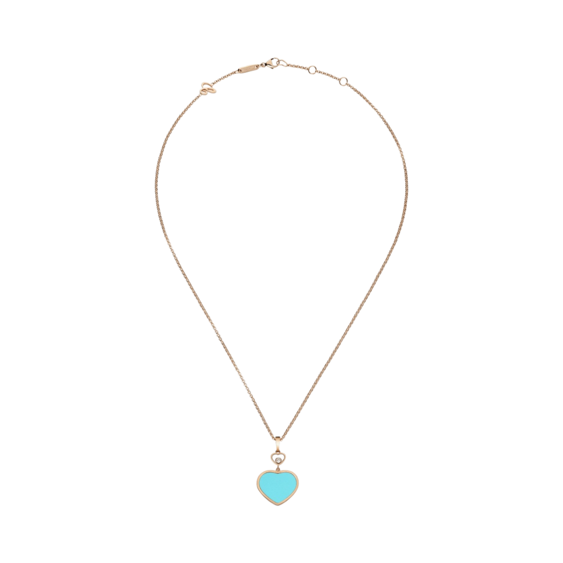 797482-5401 Chopard Happy Hearts Pendant Rose Gold Turquoise Stone Diamond