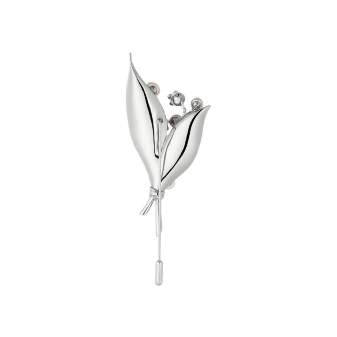 디올 릴리 오브 더 밸리 브로치 실버 피니쉬 브래스 그레이 화이트 프레쉬워터 펄(Dior Lily of the Valley Brooch Silver Finish Brass Gray White Freshwater Pearls) - 2