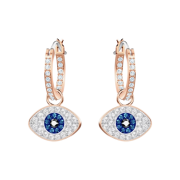 (W) Swarovski Symbolic Hoop Earrings Blue Rose Gold Plated