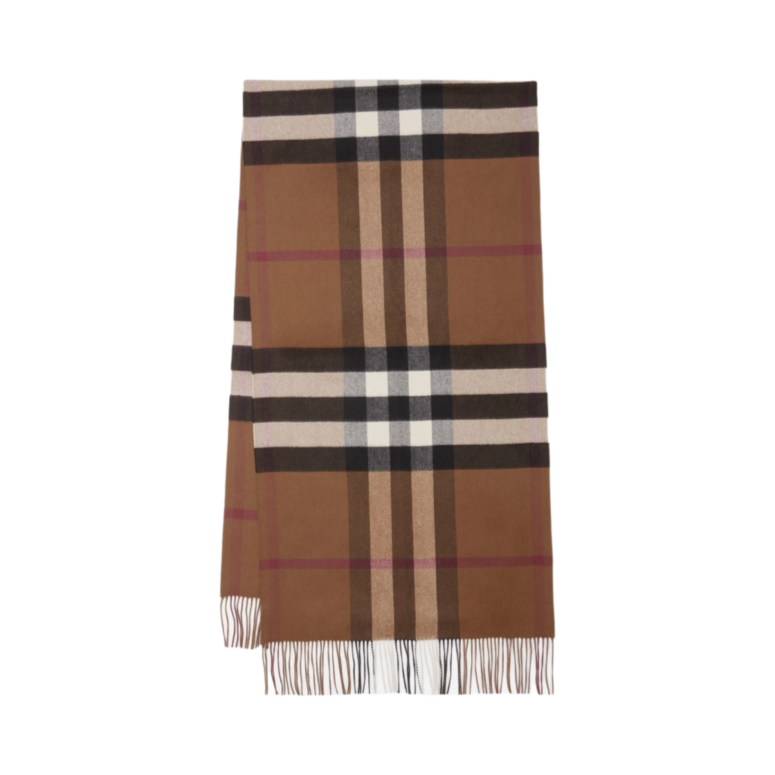 버버리 체크 캐시미어 오버사이즈 머플러 버치 브라운