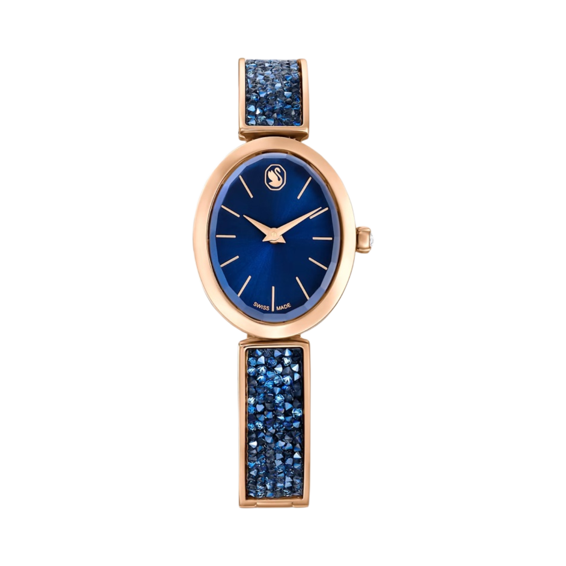 5656822 (W) Swarovski Crystal Rock Oval Watch Blue Rose Gold
