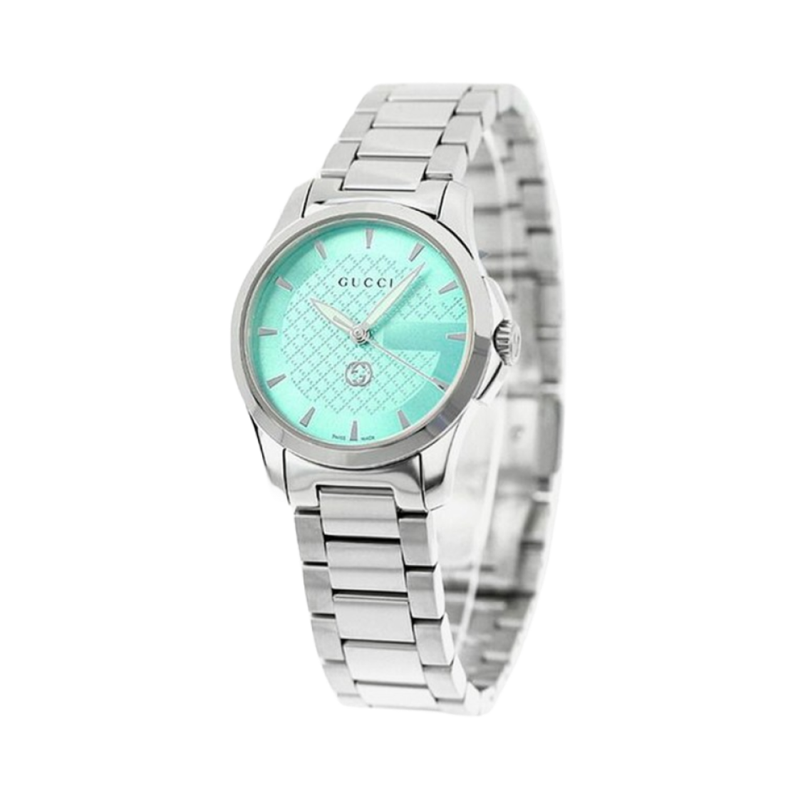 (W) 구찌 G-타임리스 쿼츠 27mm 스틸 민트 블루((W) Gucci G-Timeless Quartz 27mm Steel Mint Blue) - 1