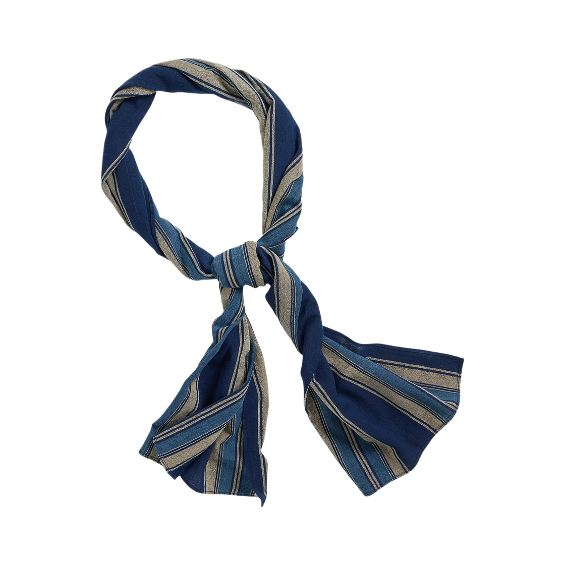 더블알엘 핸드우븐 스트라이프 코튼 스카프 인디고 크림(Double RL Handwoven Striped Cotton Scarf Indigo Cream) - 2