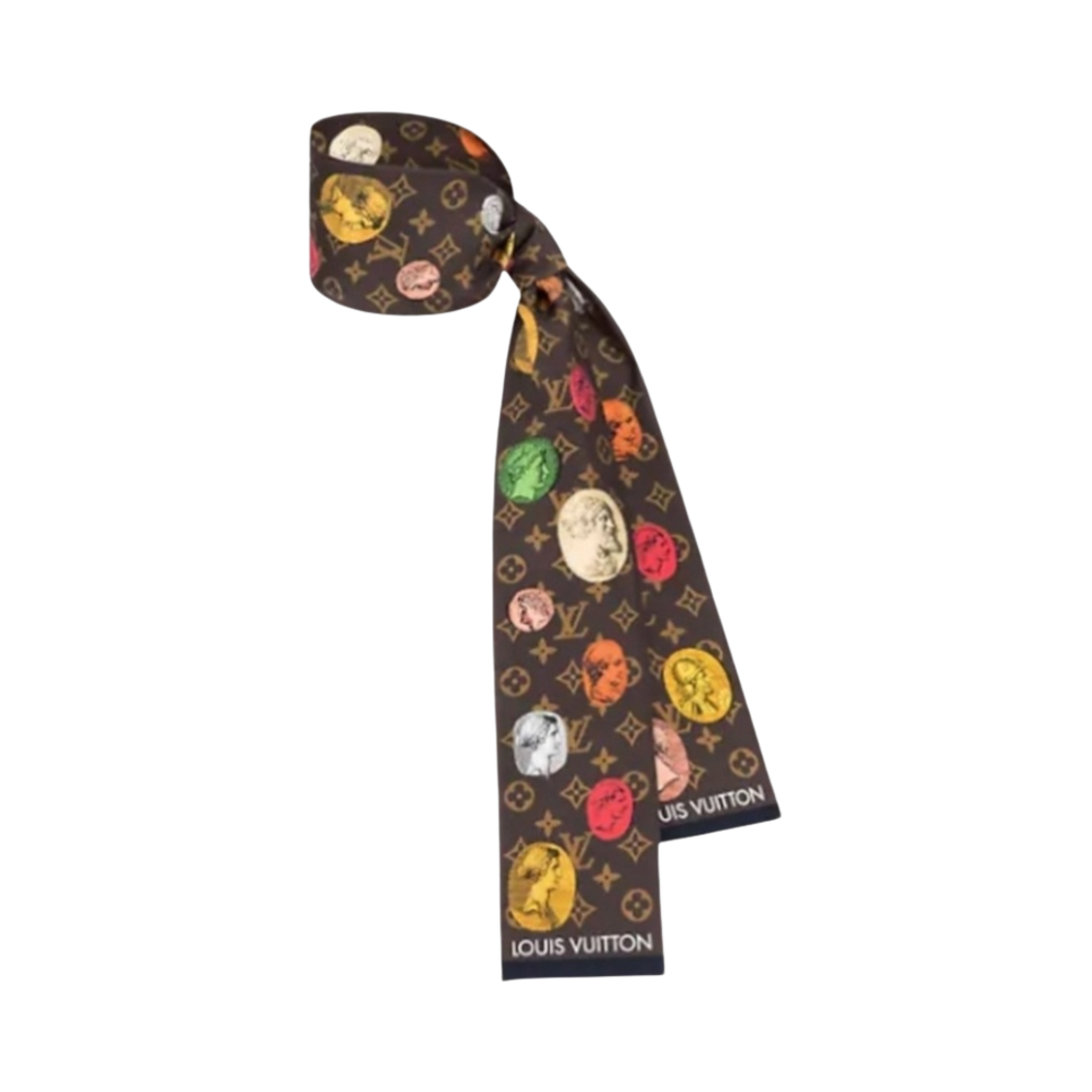 (W) 루이비통 포르나세티 실크 카메오 방도 브라운((W) Louis Vuitton Fornasetti Silk Cameo Bandeau Brown) - 2