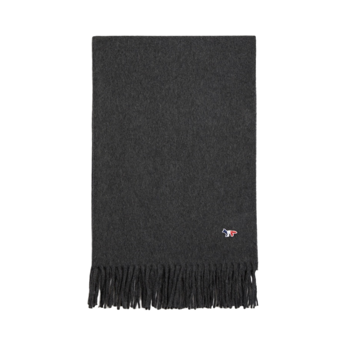 FU06206BT3004-H190 Maison Kitsune Tricolor Fox Wool Muffler Anthracite Melange