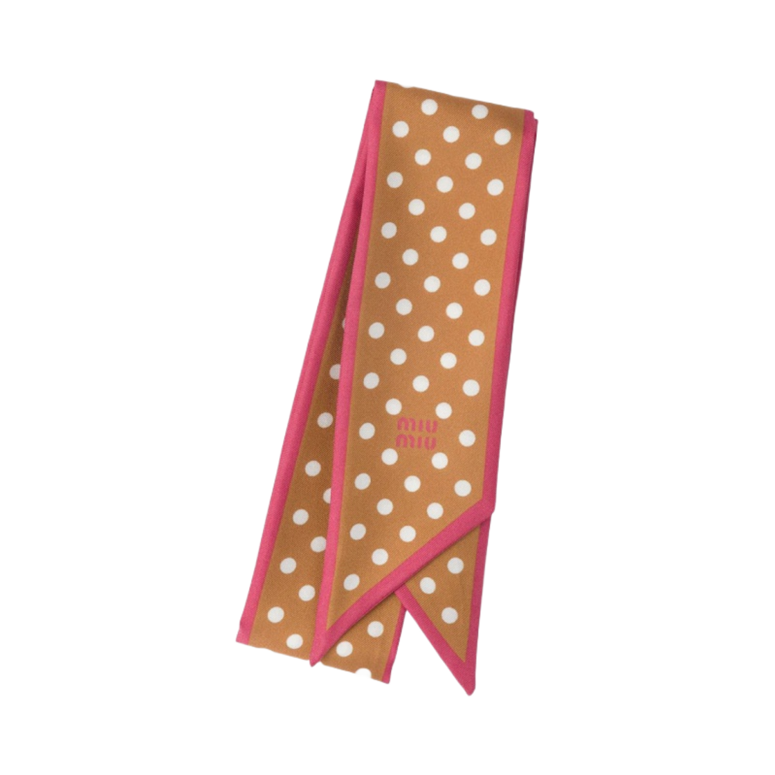 (W) 미우 미우 프린트 트윌 스카프 카라멜 피오니 핑크((W) Miu Miu Printed Twill Scarf Caramel Peony Pink) - 2