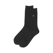(W) Vivienne Westwood One Point Orb Rib Crew Socks Black