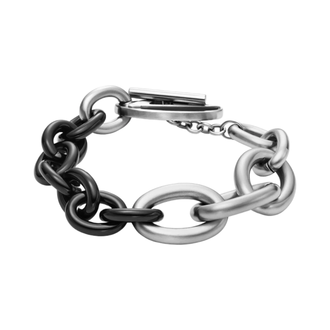디젤 Dx1531 투톤 스테인리스 스틸 체인 브레이슬릿 실버 블랙(Diesel Dx1531 Two-Tone Stainless Steel Chain Bracelet Silver Black) - 2