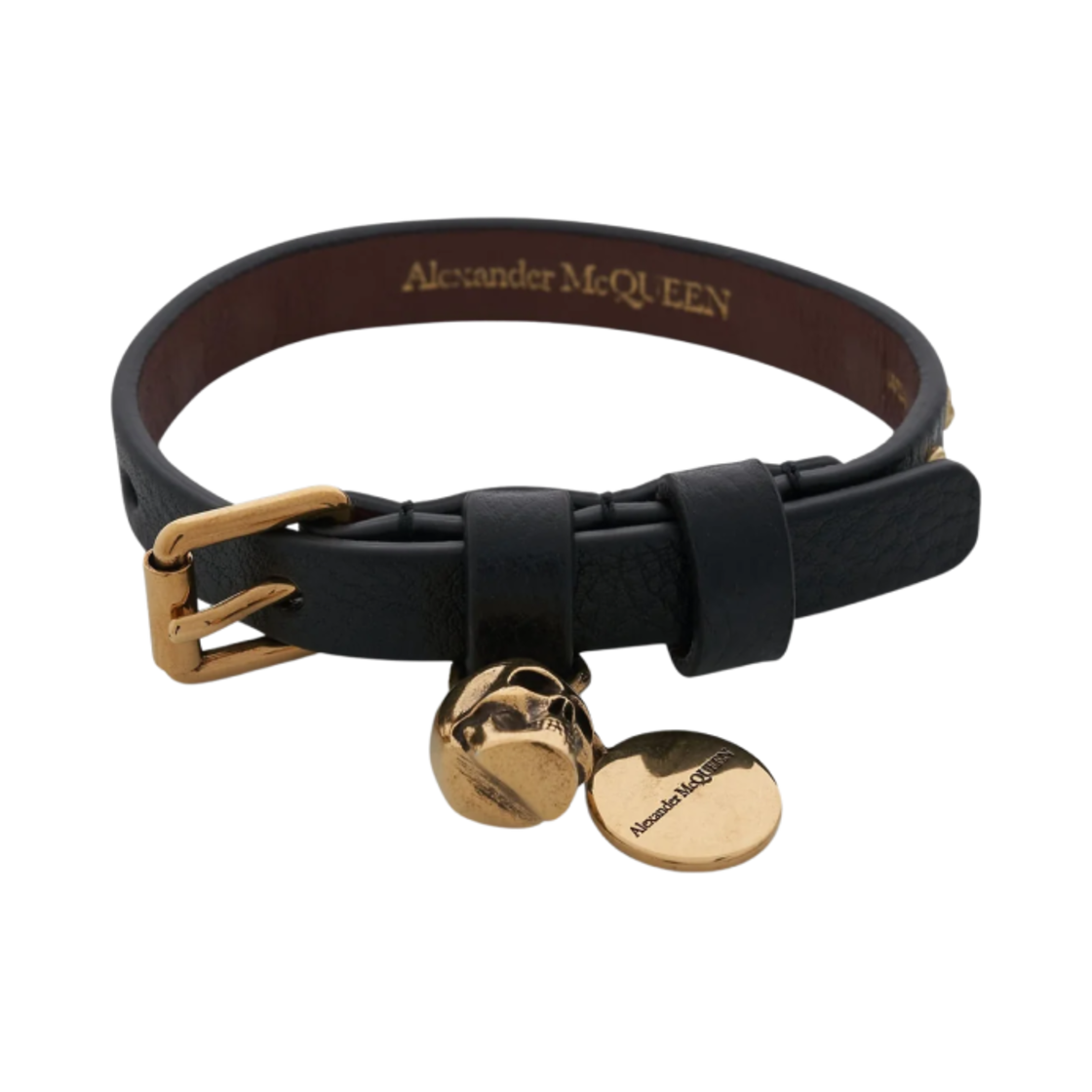 알렉산더 맥퀸 골드 스컬 브레이슬릿 블랙(Alexander McQueen Gold Skull Bracelet Black) - 1