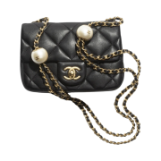 Chanel Mini Flap Bag Lambskin Fantasy Pearls & Gold Black