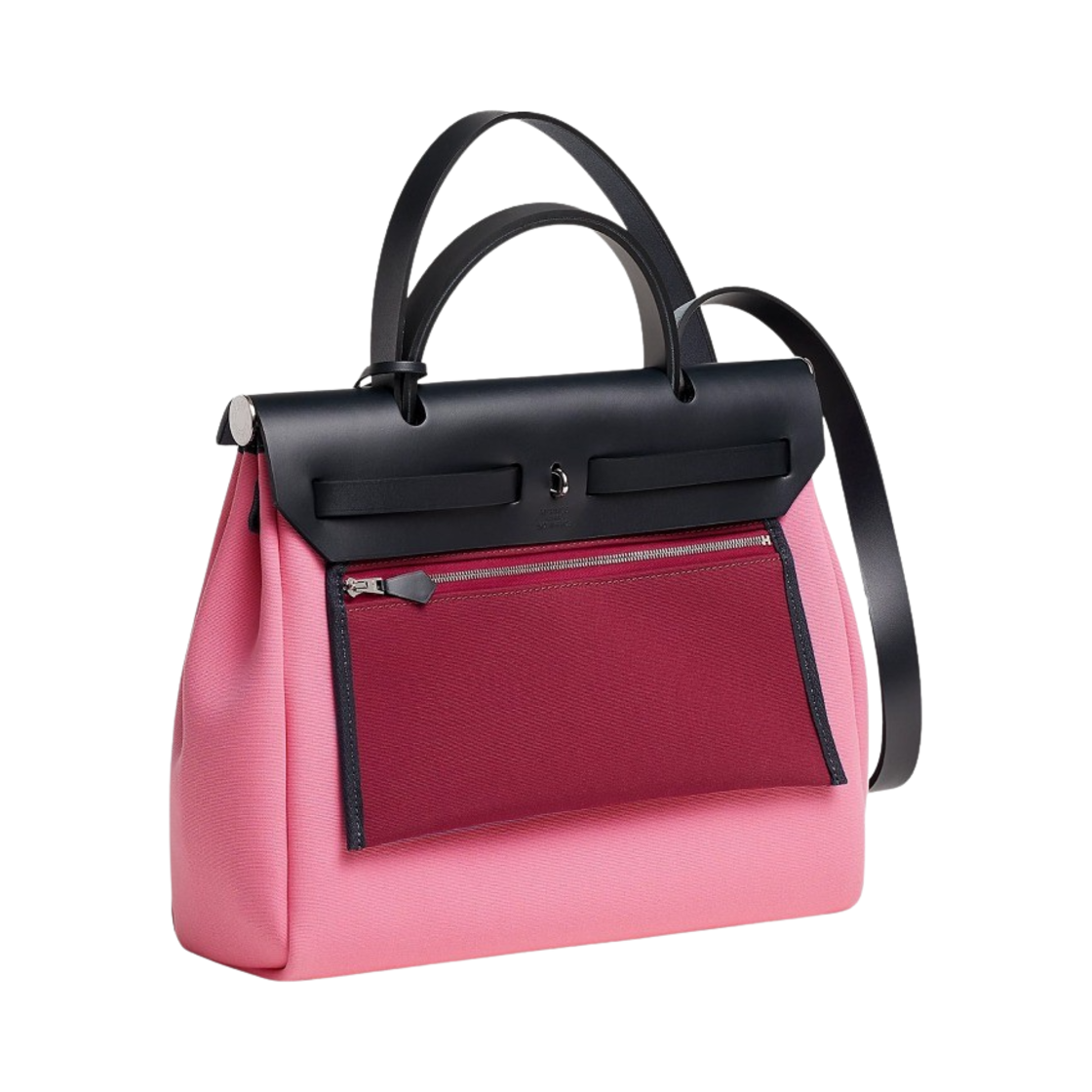 에르메스 에르백 집 31 베르소 백 르투르네 캔버스 & 팔라듐 하드웨어 로즈 버블 검 루비스 블루 인디고(Hermes Herbag Zip 31 Verso Bag Retourne Canvas & Palladium Rose Bubble Gum Rubis Bleu Indigo) - 3