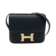 Hermes Constance III Mini 18 Bag Epsom & Rose Gold Bleu Indigo