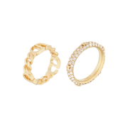 (W) Dior Petit CD Ring Set Gold Finish Metal White Crystals