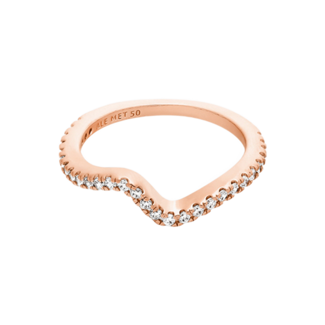 182539C01 (W) Pandora Sparkling Wave Ring Rose Gold Plated Clear