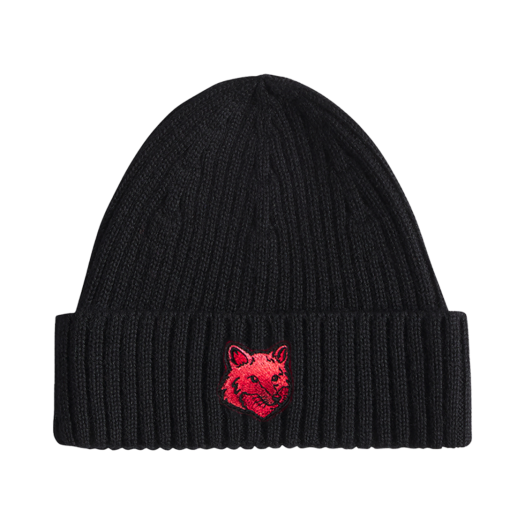 메종 키츠네 트라이컬러 폭스 패치 립드 비니 네이비 | Maison