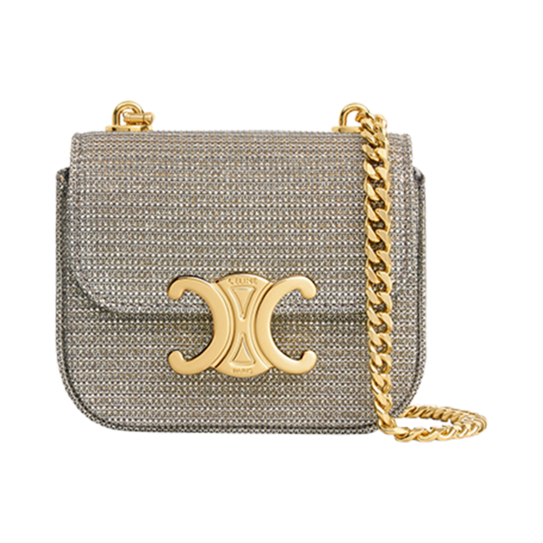 셀린느 미니 체인 클로드 글리터 텍스타일 골드(Celine Mini Chain Claude in Glitter Textile Gold) - 1