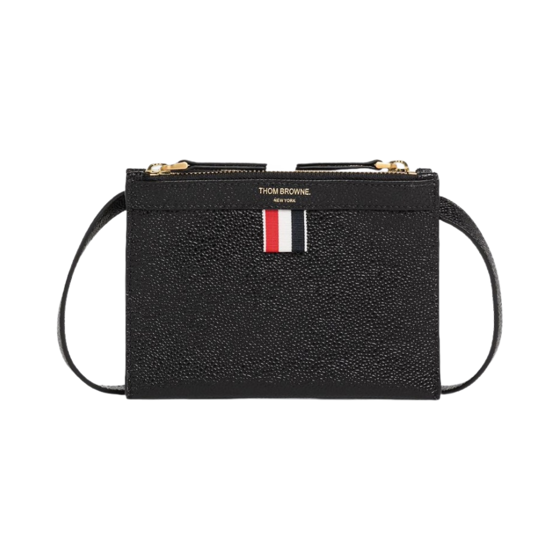 FAP381A-00198-001 Thom Browne Pebble Grain Leather Mini Document Holder Crossbody Black