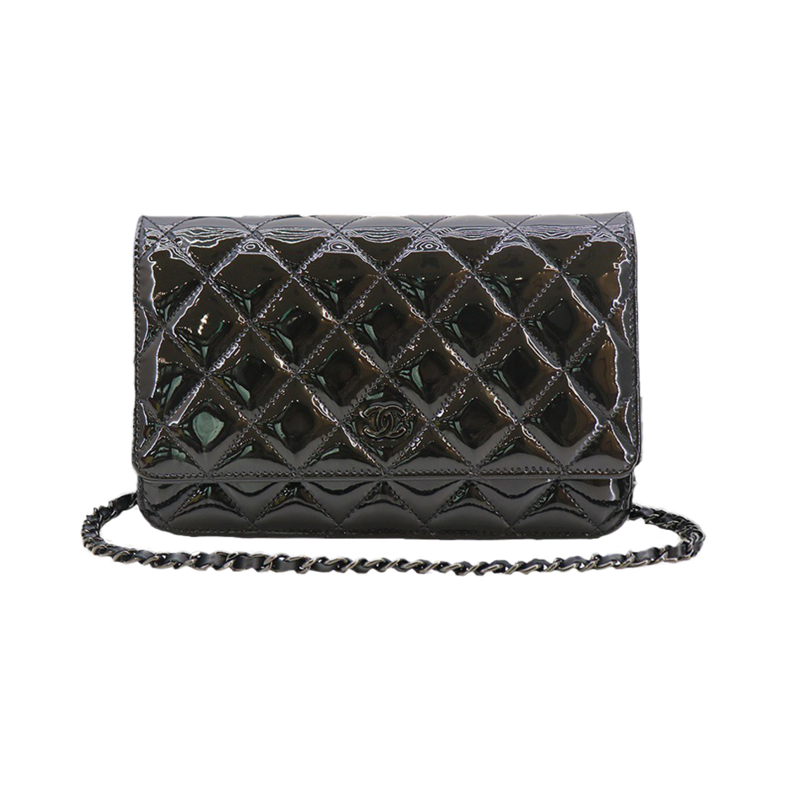 ITU3OL5FEAN4 Chanel Wallet on Chain Patent Black