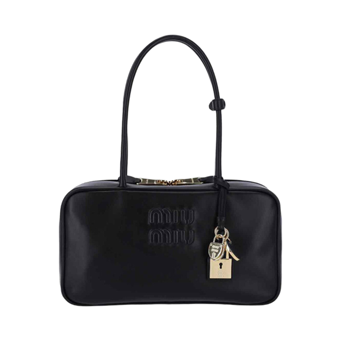 5BB172-2CRW-F0002-OTO Miu Miu Beau Leather Top-Handle Bag Black