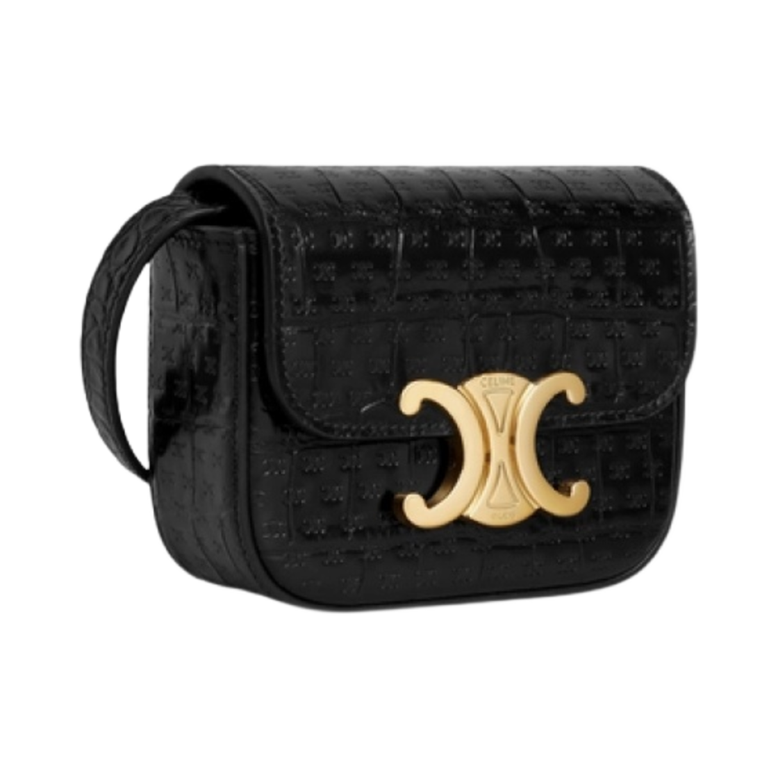 셀린느 미니 클로드 카프스킨 크로코 이펙트 엠보스 트리옹프 블랙(Celine Mini Claude in Calfskin Croco Effect Embossed Triomphe Black) - 2