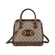 Gucci Horsebit 1955 Small Top Handle Bag Beige Ebony Brown