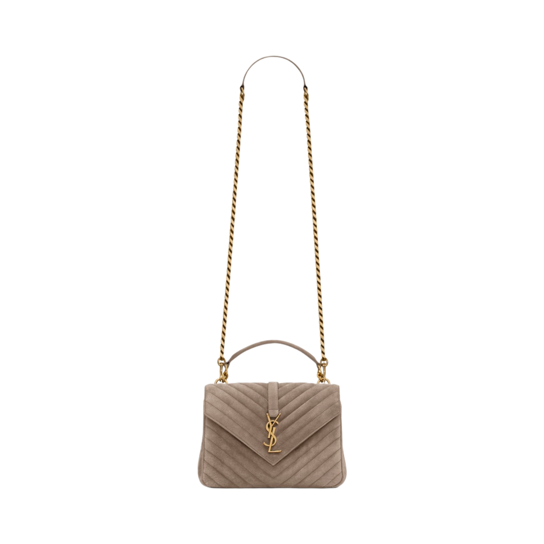 생로랑 컬리지 미디움 체인 백 퀼티드 스웨이드 토프(Saint Laurent College Medium Chain Bag In Quilted Suede Taupe) - 1